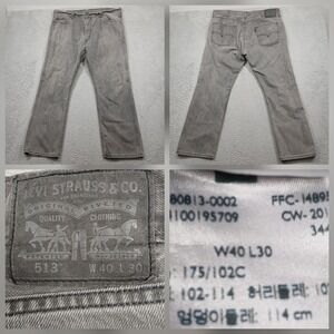 Levi's 513 Jeans Men's 40x30 Gray Straight Fit Denim